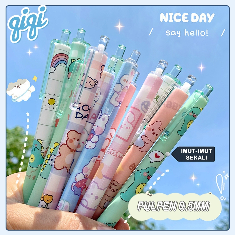 

pulpen gel 1 pack/pena cute bolpoin lucu / bolpoin gel / pulpen dino / Pulpen Gel Ballpoint Bulpen Bolpoint Gel Pen Motif Hewan Dino Girl Lucu Imut - Qiqi Treasure