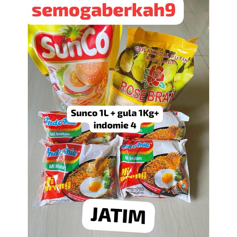 

[PRODUK ETFLE76] PAKET SEMBAKO MINYAK 1L+GULA ROSEBRAND 1KG+INDOMIE 4 JATIM 7971