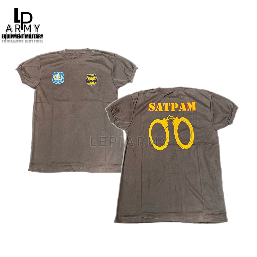 Kaos Satpam Coklat Sablon Borgol Tangan Pendek