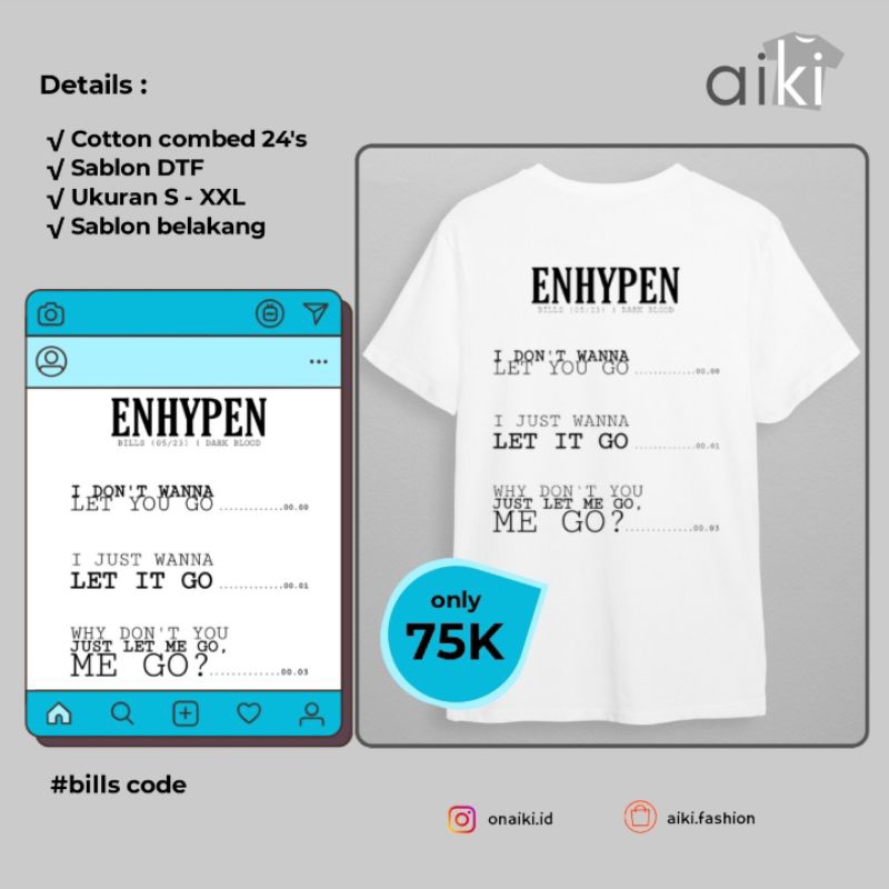 KAOS SABLON LOKAL_ENHYPEN_BILLS