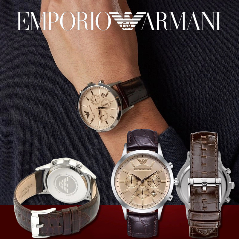 COD【100% Original】Emporio Armani watch - AR2433 jam tangan pria kuarsa Jam Tangan Tali Kulit Vintage Kasual Bisnis Jam Tangan Edisi Terbatas Peragaan Busana Seri Pilot
