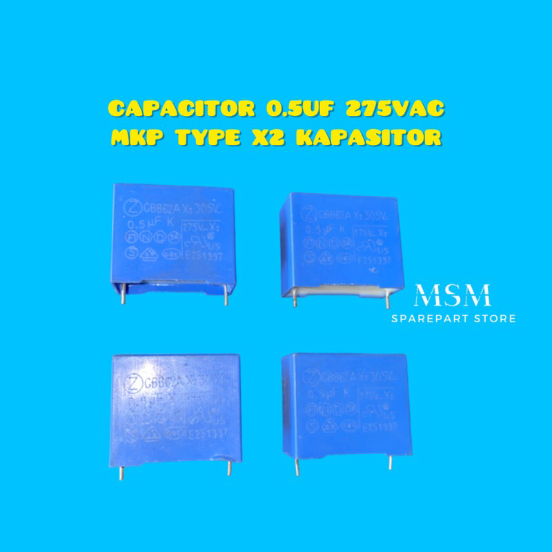 CAPACITOR 0.5UF 275VAC MKP TYPE X2 KAPASITOR
