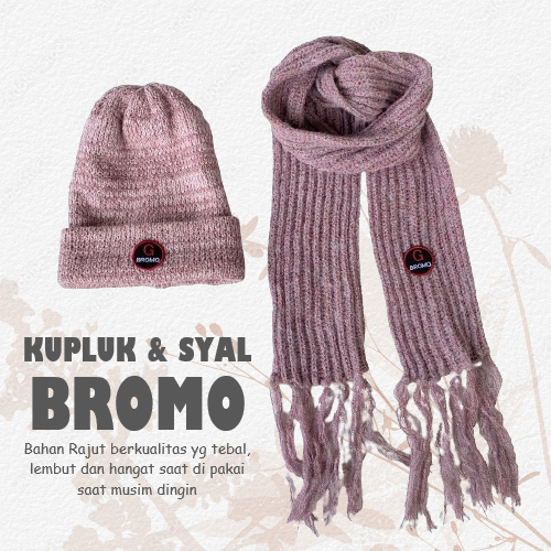 Kupluk Bromo Tebal Premium | Syal Bromo Tebal | Syal Rajut Hangat Saat Musim hujan