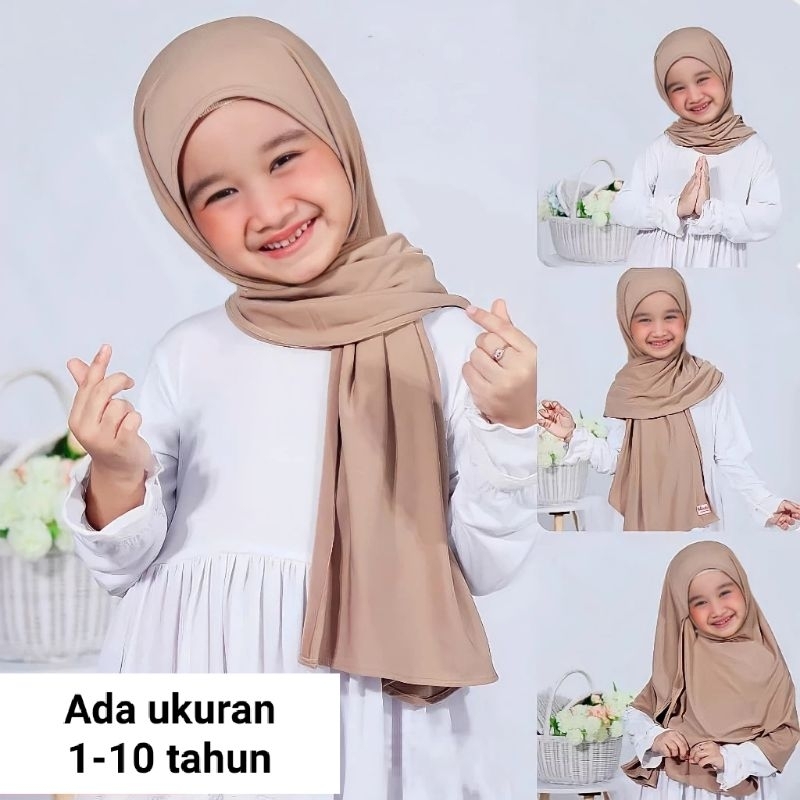 Pasmina Instan Anak / Pashtan anak / Pastan anak/ Bahan Jersey premium 1-10 tahun
