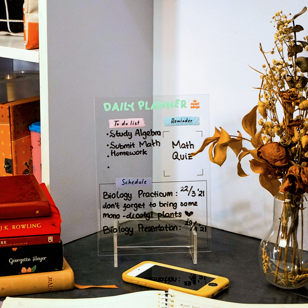 

study planner akrilik planner acrylic calendar akrilik organizer buku planner weekly planner buku flat tulis perlengkapan sekolah kantor kuliah belajar papan tulis papan belajar