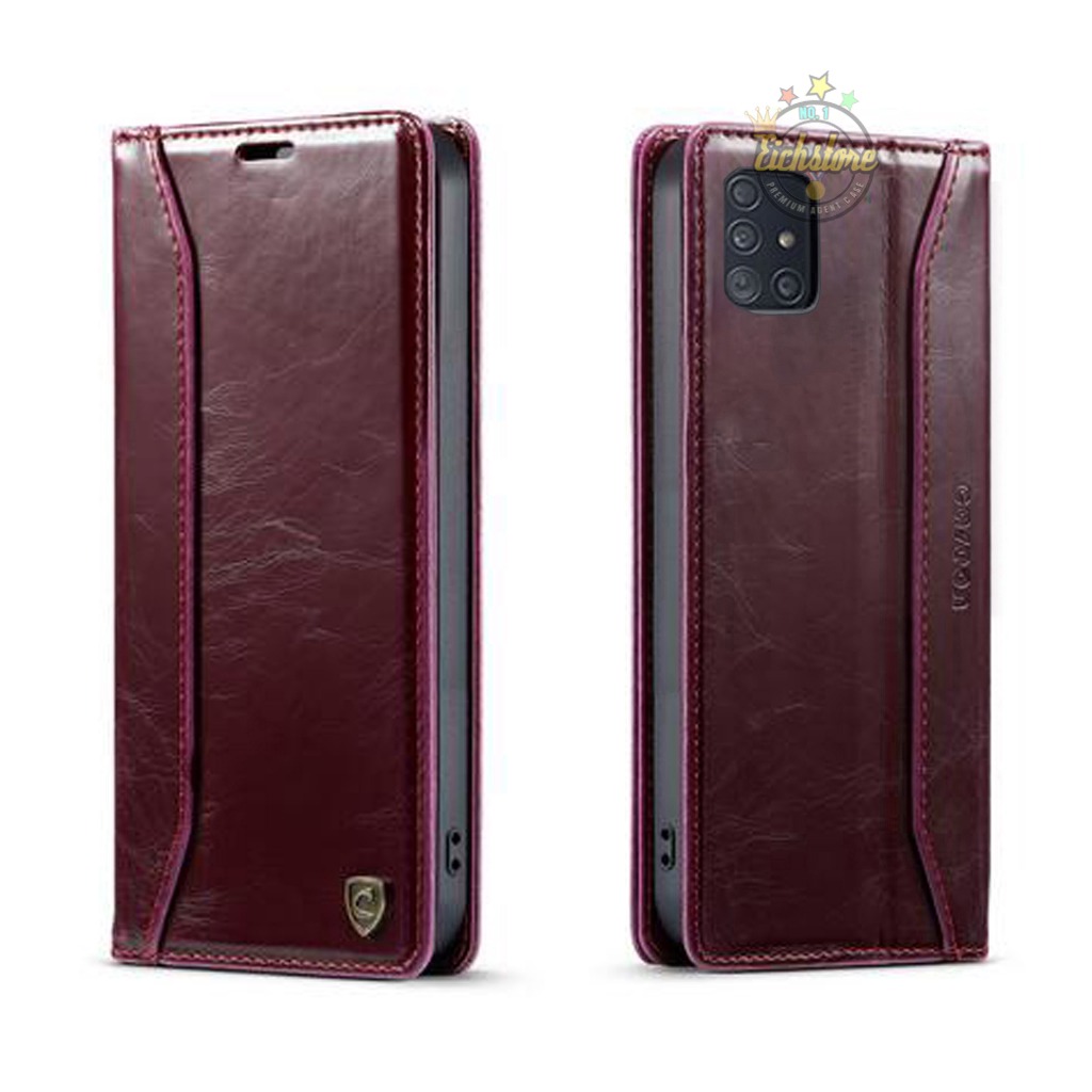 Case Samsung M51 Terbaru Premium Crossgrain Super Pocket Card and Money Full 360 Degree Mewah Flip C