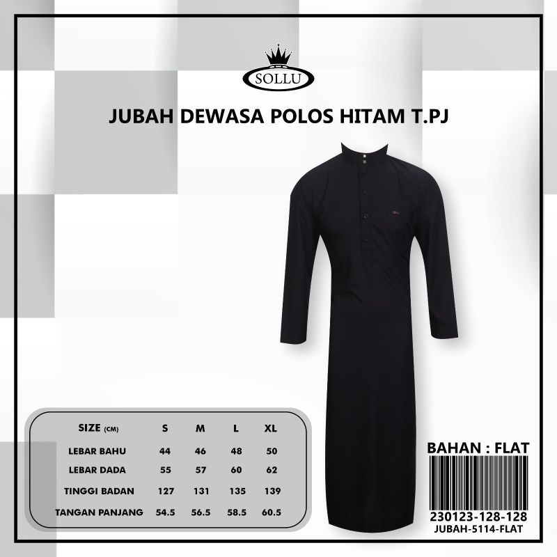 GAMIS / JUBAH PRIA MERK SOLLU KHUSUS HITAM PANJANG