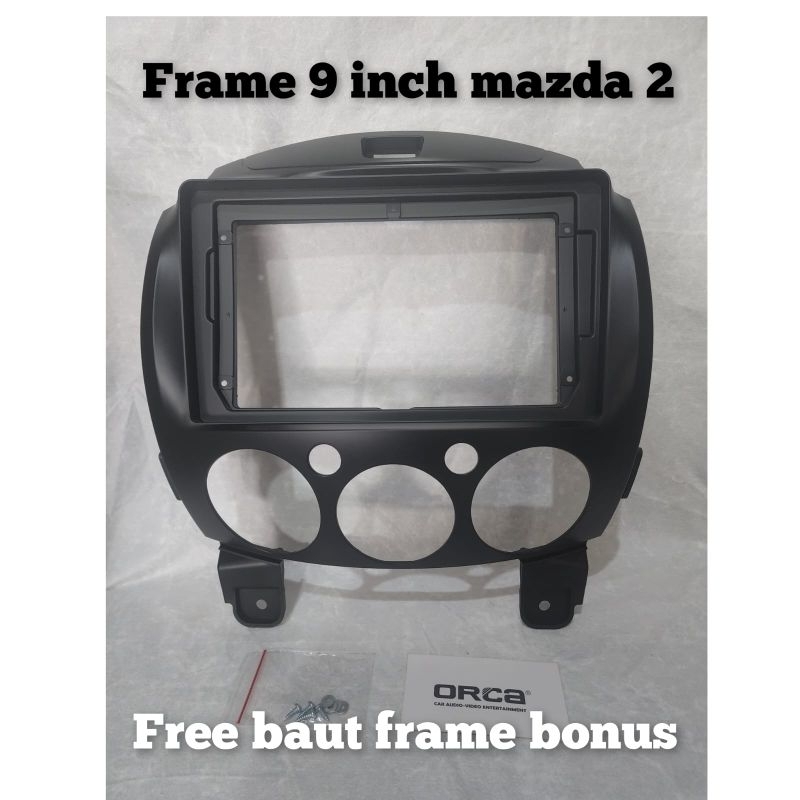 frame head unit android 9 inch mobil mazda 2