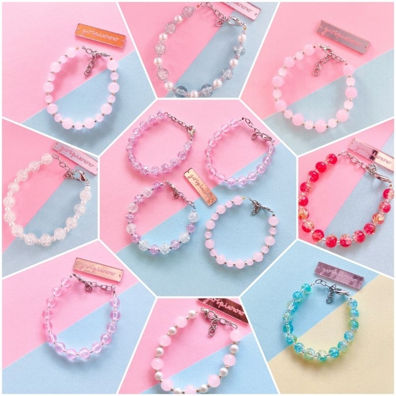 GELANG MANIK MANIK WARNA WARNI BATU ALAM AKSESORIS CEWEK