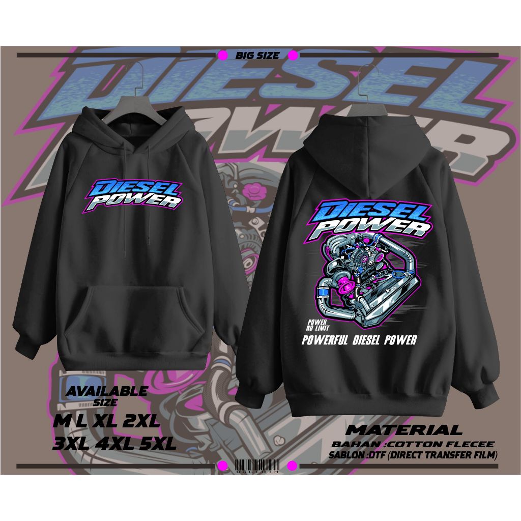 JAKET HOODIE JUMBO '' DIESEL POWER '' HOODIE DISEL POWER JAKET PRIA RACING DIESEL POWER HOODIE BIG S