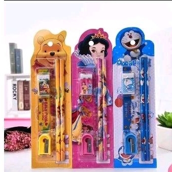 

Set Alat tulis 5 in 1 pensil set anak pensil lucu dan penghapus untuk tempat pensil buku tulis