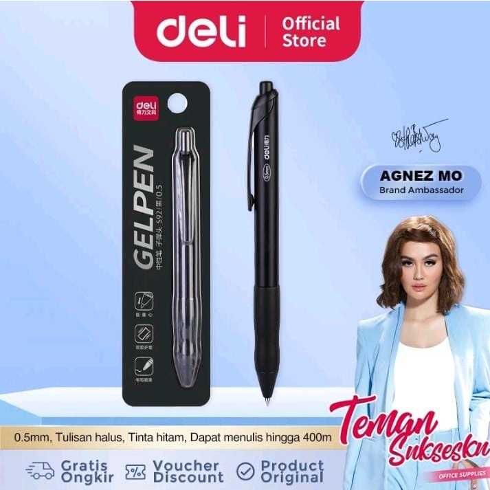 

Deli Retractable Gel Pen / Pulpen Gel Cetek Premium 0.5mm Tinta Hitam Nyaman