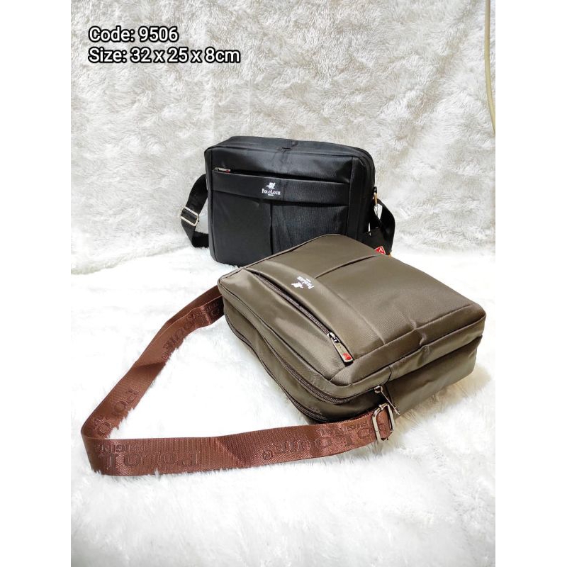Polo Louie Tas Slempang Pria Kantor Lebar Import Parasut