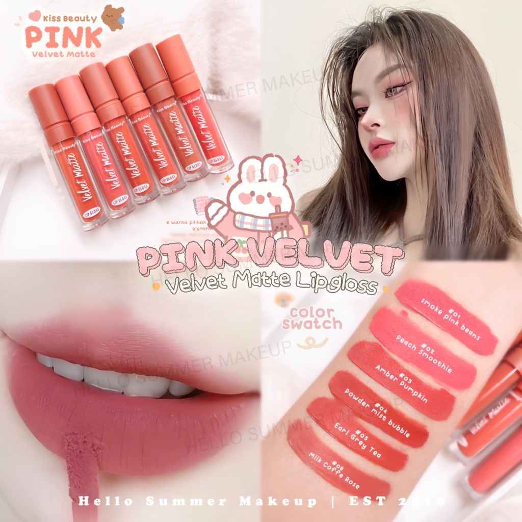 Kiss Beauty Pink Velvet Matte Lipgloss Lipstick 4ml Longlasting & Transferproof