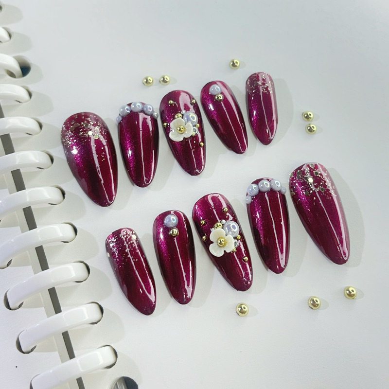 NAIL ART KUKU PALSU MERAH MAROON HOMEMADE | KUKU PALSU WEDDING PENGANTIN LAMARAN