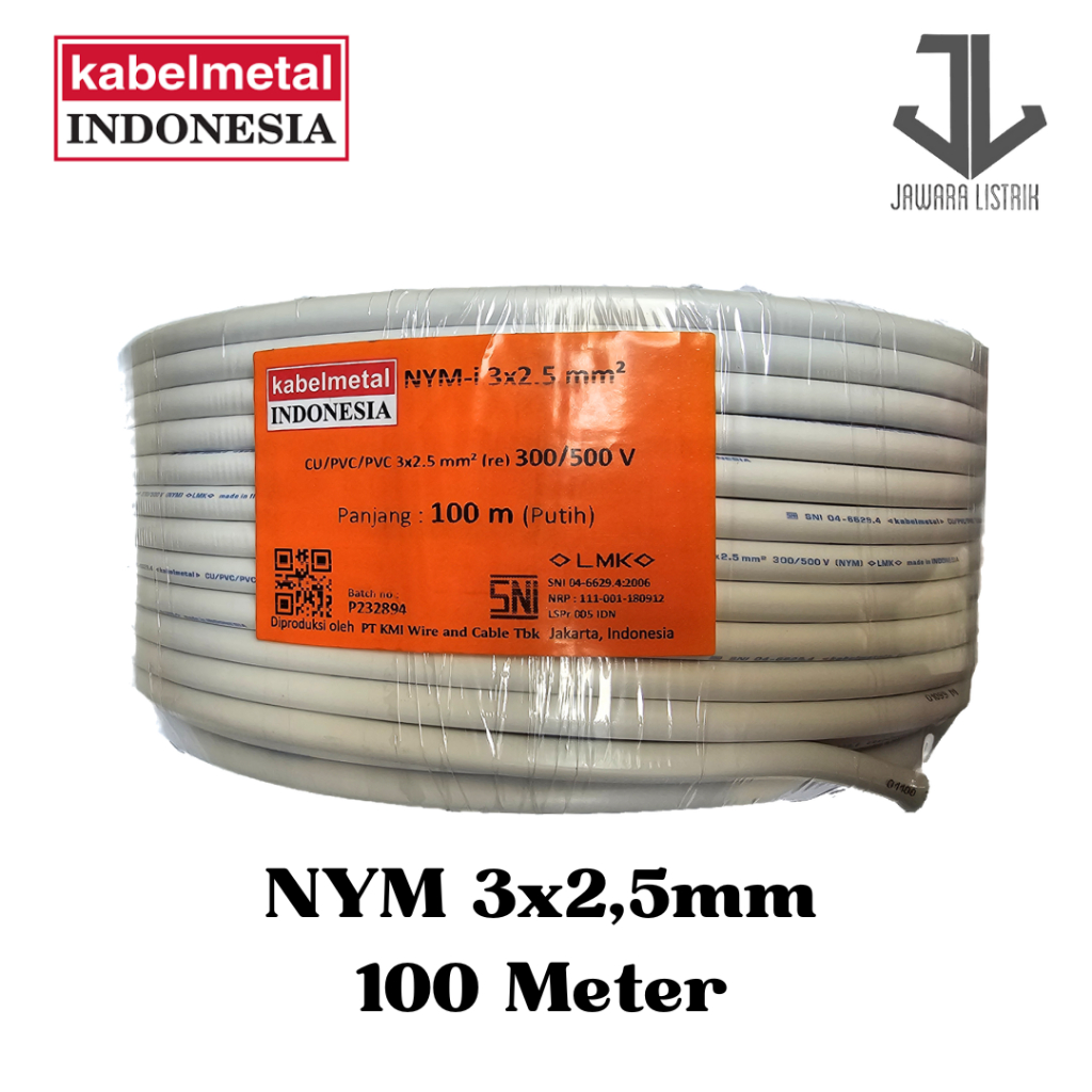 KABELMETAL NYM 3x2,5 TUNGGAL PUTIH 100M/ METAL NYM 3x2,5MM