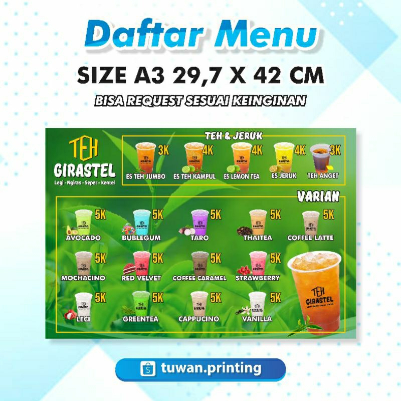 

Daftar Menu Custom Murah