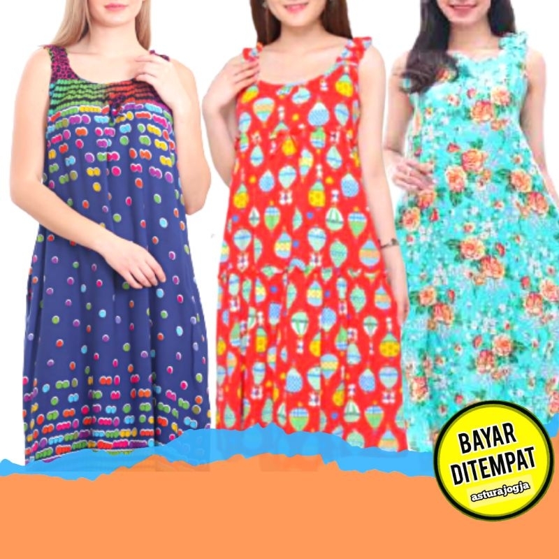 Daster jogja yukensi pendek tali kerut JUMBO LD 120 || daster jogja tanpa lengan motif tie dye