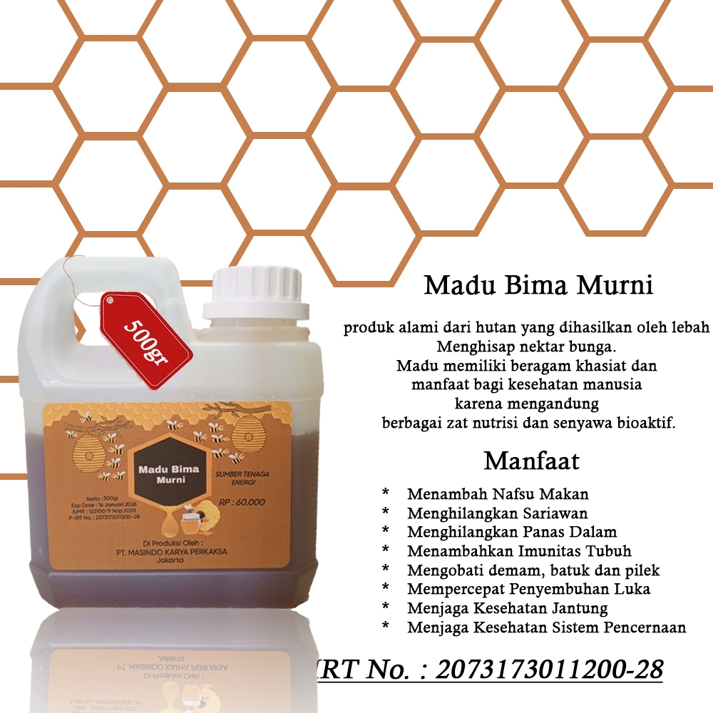 

Madu Asli Murni Nektar Multiflora / Madu Asli 100% Tanpa Campuran / Madu Bima Murni 500gr