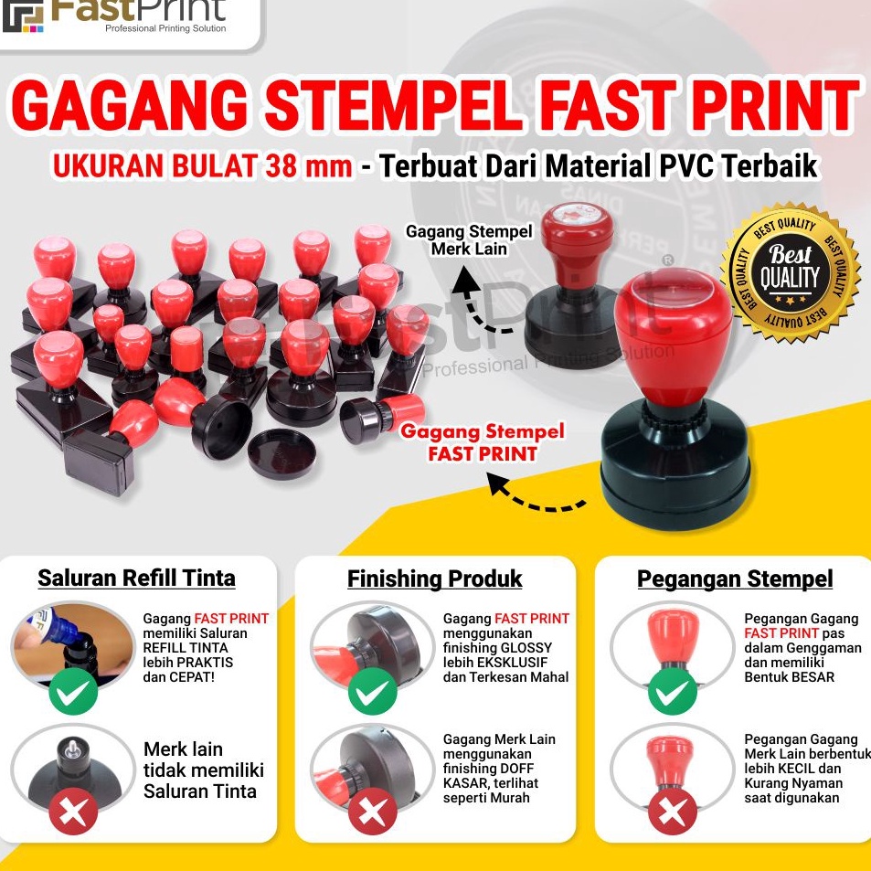 

Grosir Gagang Stempel Flash Kilat Warna Ukuran Bulat 38 38MM