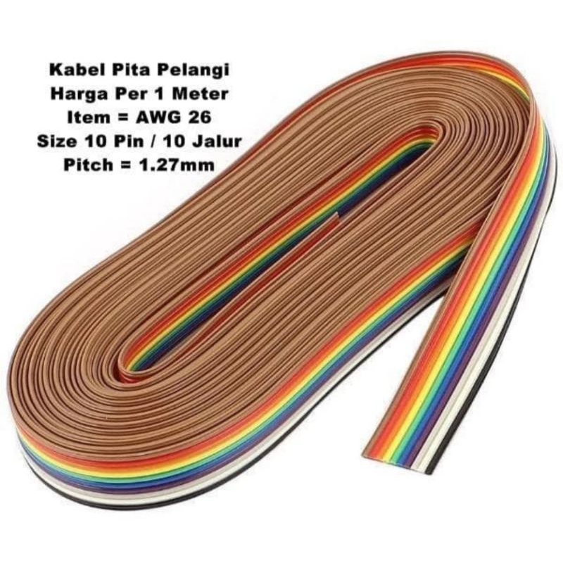 Kabel Pita 10 Pin AWG 26 Flat Cable 1 Meter