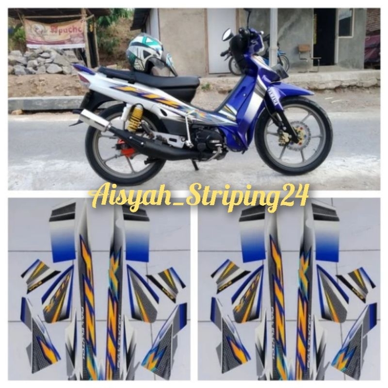 stiker stripng Lis body motor Yamaha FizR 2004 putih biru