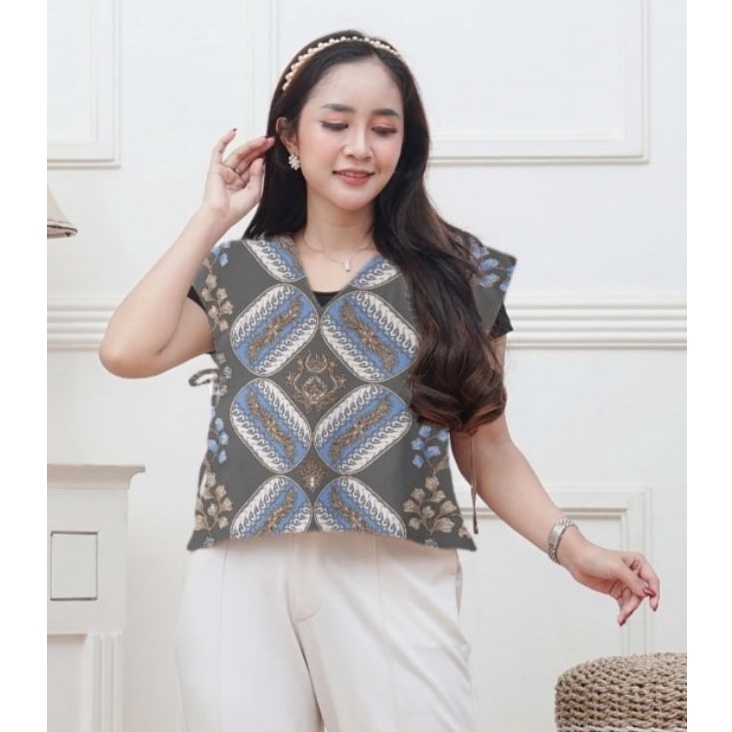 Mau?W2i2H New Vest Batik Atasan Wanita Rompi Baju Kantor kekinian