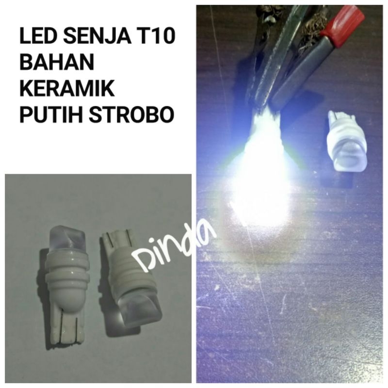 Lampu LED Senja T10 Keramik Cahaya Putih Kedip 12 Volt