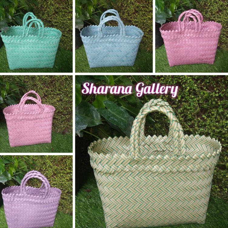 Terkini Tas anyaman plastik lurik/tas hampers