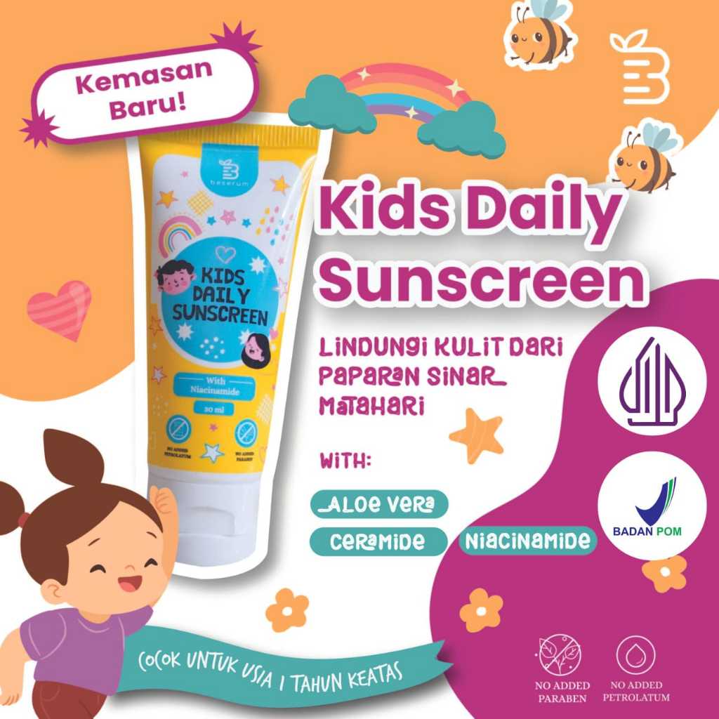 [BPOM] Natural Sunscreen Kids SPF35 BESERUM 30ml / Sunscreen Anak Untuk Wajah dan Badan
