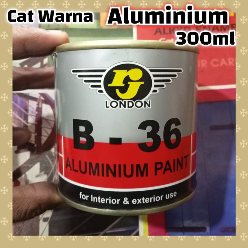 Cat Rj London Aluminium - + 300ml untuk kayu besi aluminium pagar / cat kaleng warna silver ukuran k