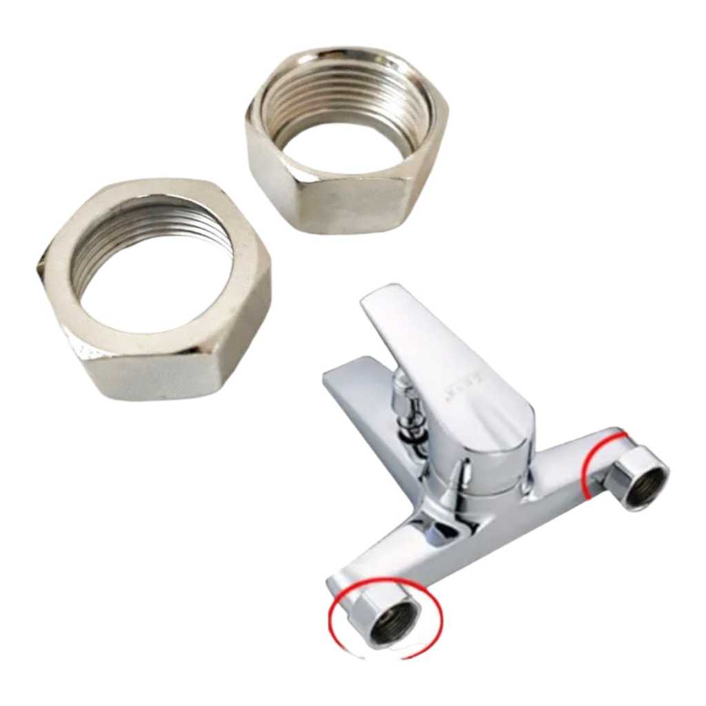 Drat Ring Mur Keran Bathtub 22mm Nepel Ring Mor sambungan kran shower panas dingin Kuningan