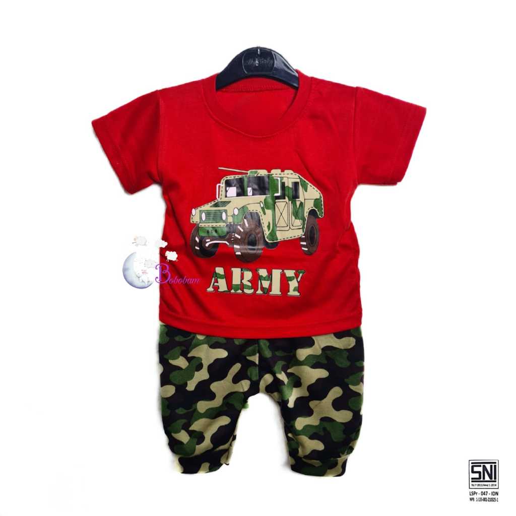 BAJU BAYI ECER BOBOBAM CASUAL KASUAL TANK ARMY  SETELAN ANAK HARGA GROSIR
