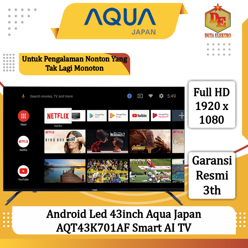 Android Led 43inch Aqua Japan AQT 43 K 701 AF Smart AI TV