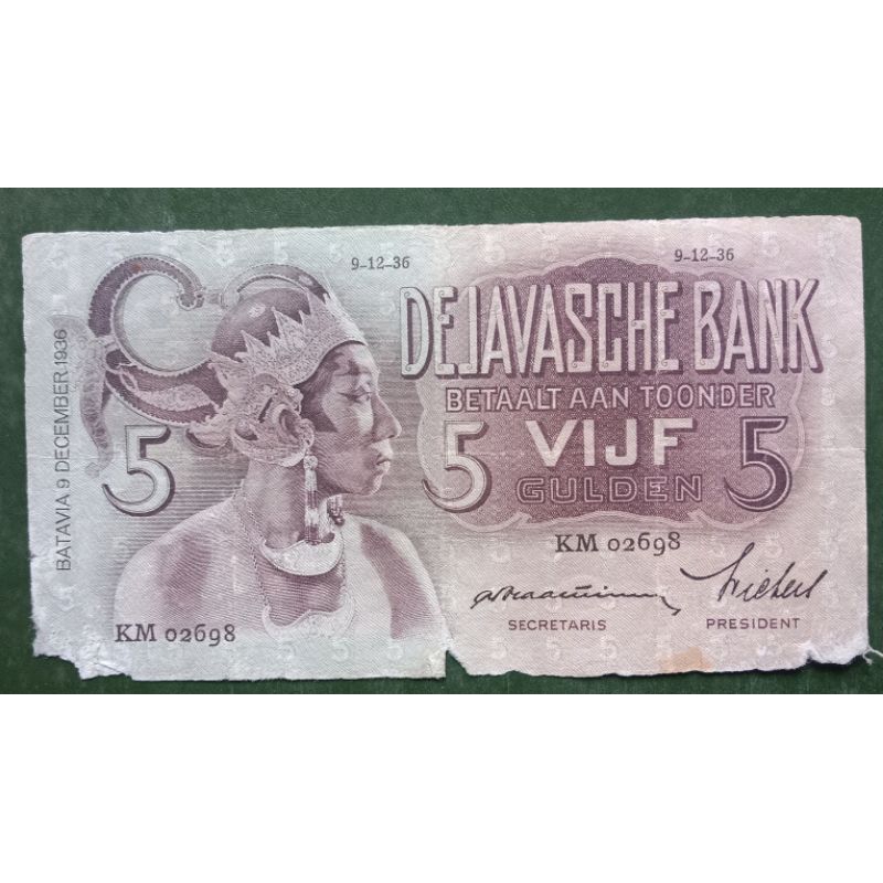 UANGKUNO 5 GULDEN WAYANG THN 1936