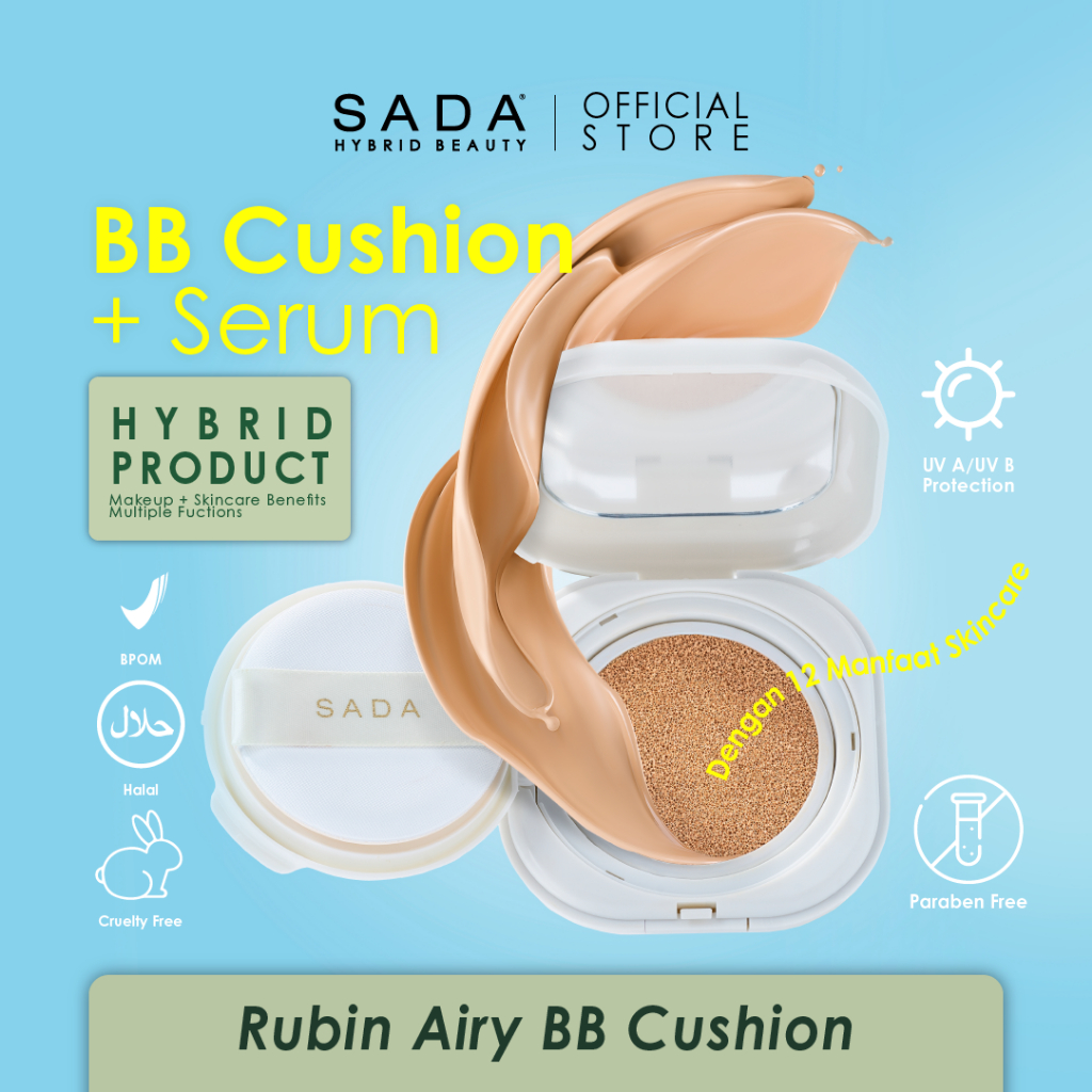SADA New Long Lasting Perfect Rubin Airy BB Cushion Anti-Blue Light and UV Filter | Turmeric Extract