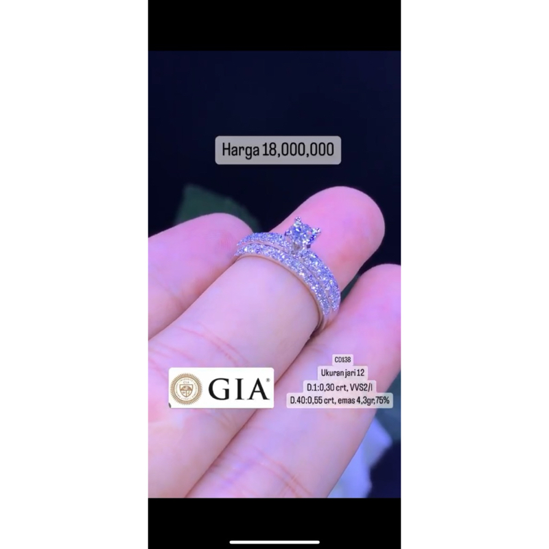 cincin emas berlian SERTIFIKAT GIA new