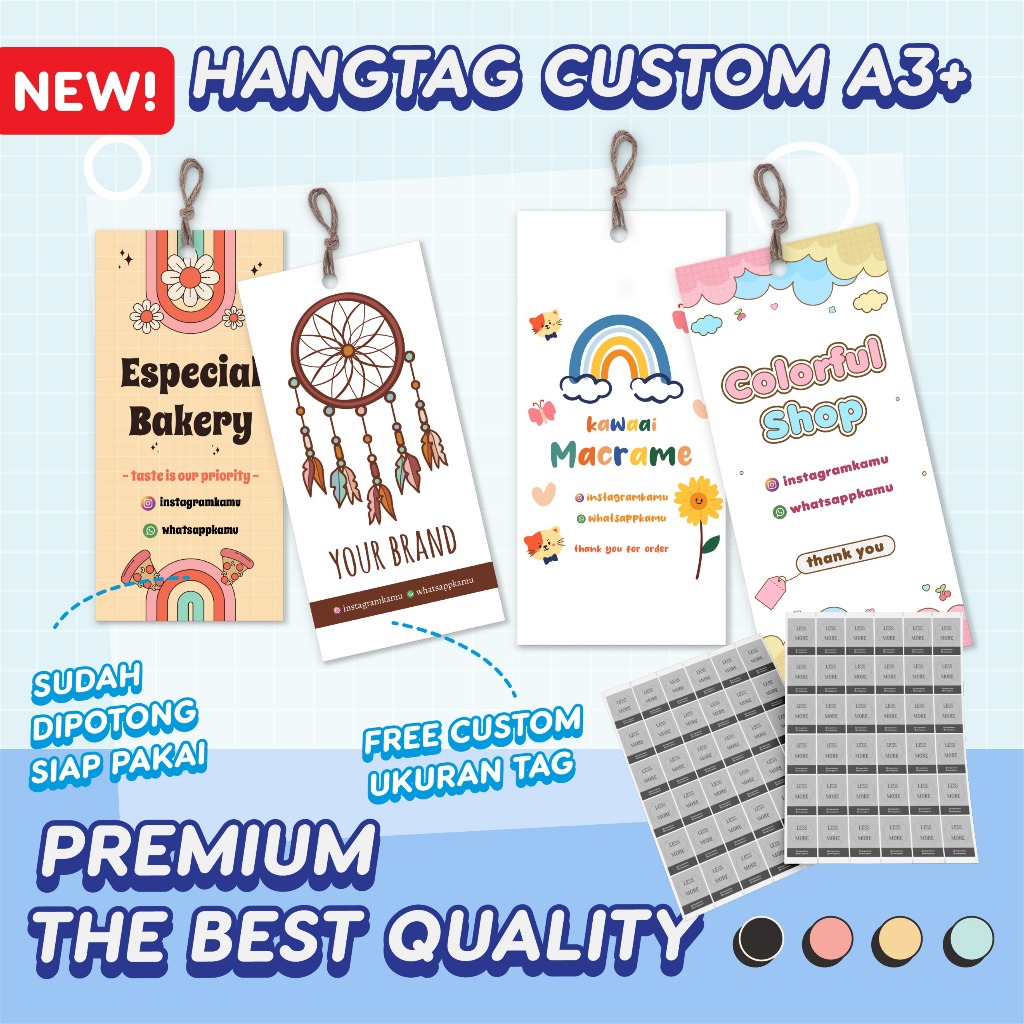 

HangTag Label Baju Custom A3 1 Sisi | Print Cetak Hang Tag Aksesoris 2 Sisi