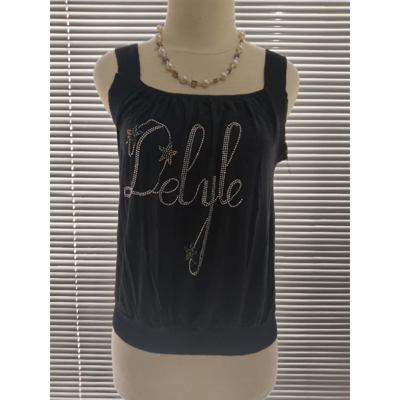 Sleevelees Wanita Delyle/Tanktop Manik Hitam Size L*