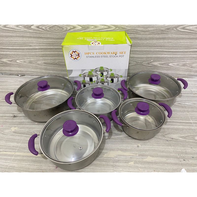 Panci Set Cookware Set 10pcs Tutup Kaca Stainless
