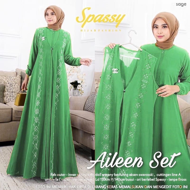 [Ada jumbo] AILEEN set / Ailen Dres / Aileen Dress / Aileen Gamis-Sage