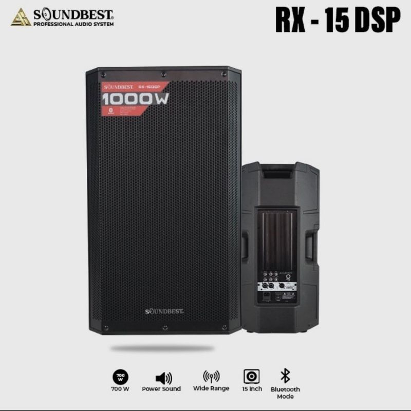 (JUAL 1 BUAH) Speaker double Aktif 1000watt x2 Rx15Dsp 15 inch Soundbest Resmi