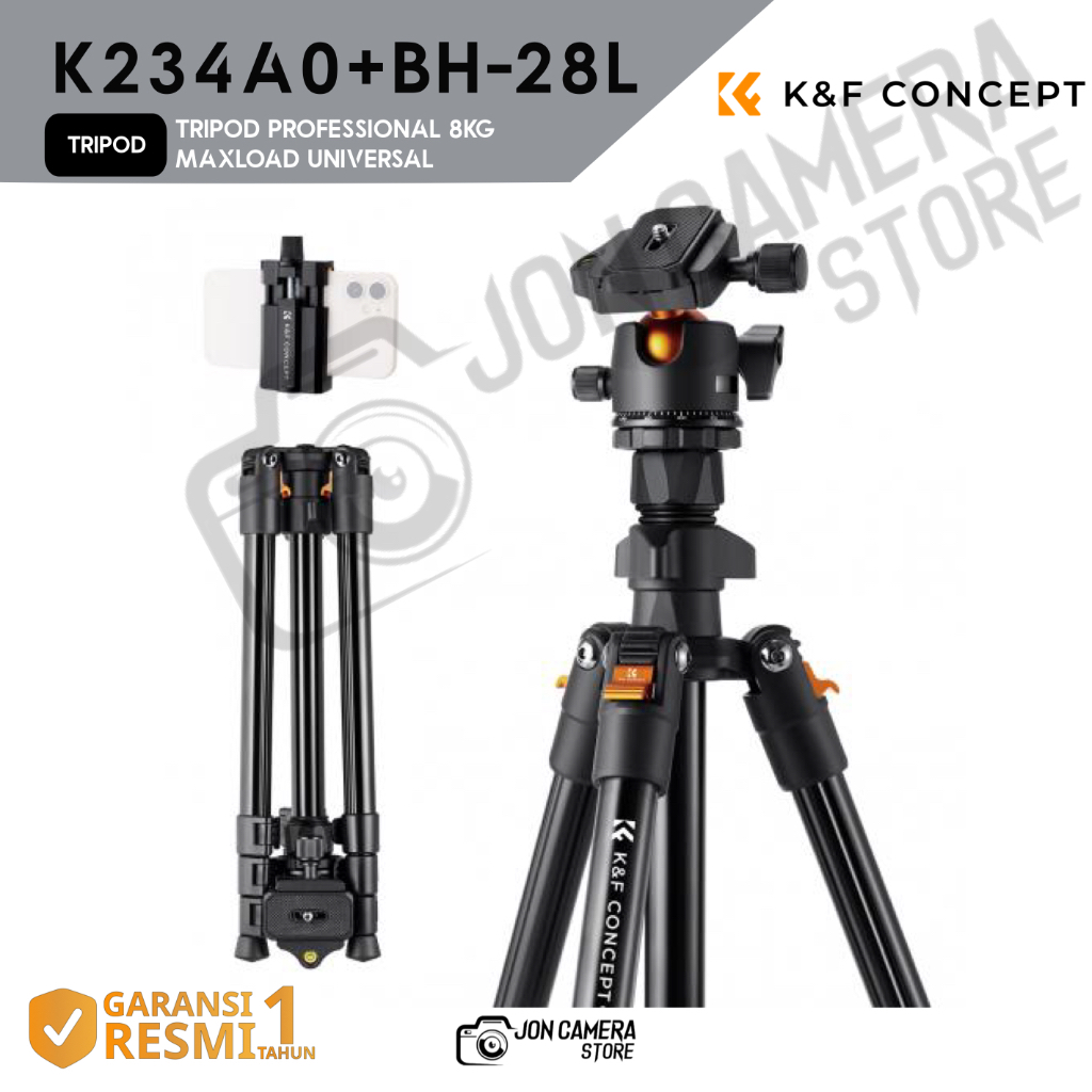 K&F Concept Tripod K234A0 + BH - 28L aluminium Tripod Universal knf