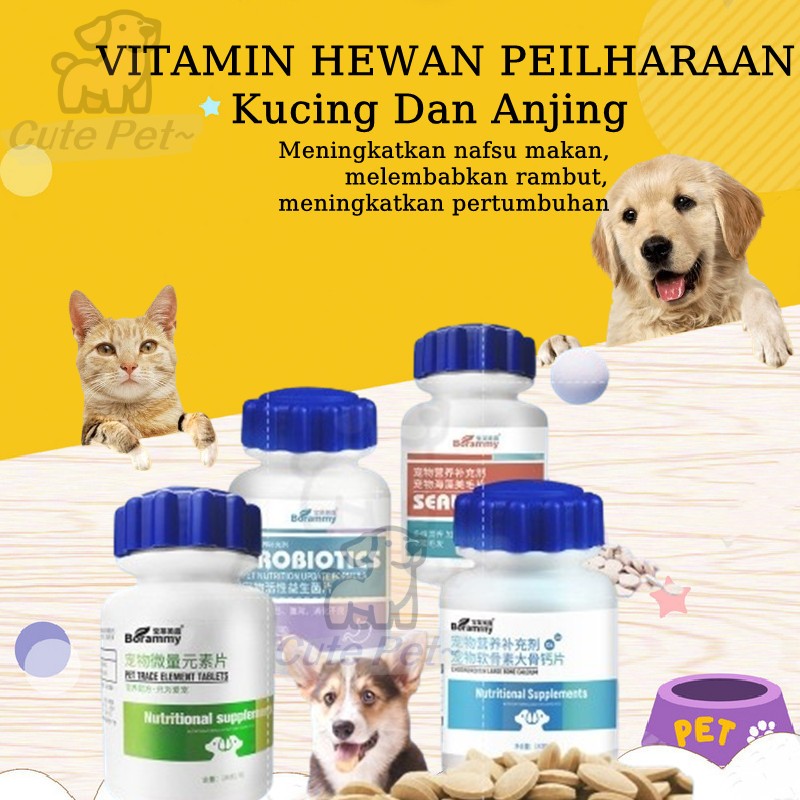 Pet vitamin kucing /suplemen kucing / Tablet Probiotik / Mengatur perut dan / Bulu Rontok/ Daya Tahan Tubuh dan Konstipasi/180/80-