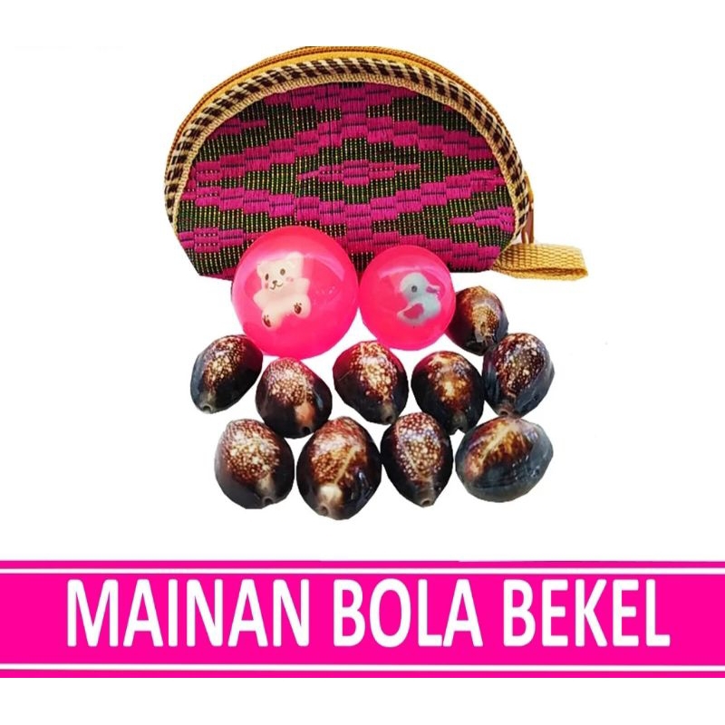 1 Set Bola Bekel Dan Biji Kerang
