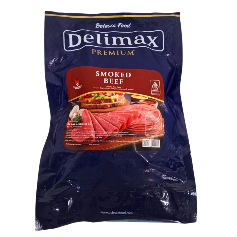 

Delimax Premium Smoked Beef 500gr isi 10 / Daging Sapi Asap