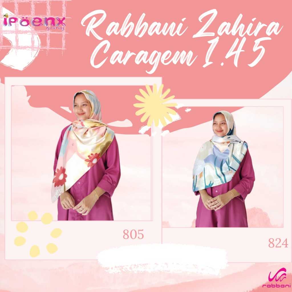 RABBANI KERUDUNG ZAHIRA CARAGEM 1.45 | KERUDUNG SEGIEMPAT MOTIF SYAR'I RABBANI | HIJAB SYAR'I PREMIU