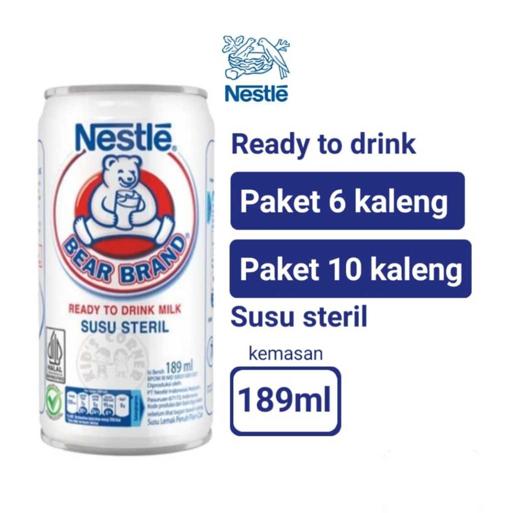 

Bear Brand 189ml [6klg]/[10klg] Nestle susu steril beruang