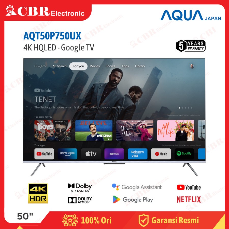 TV AQUA 50 Inch LED AQT50P750UX (4K-HQLED-Google TV)