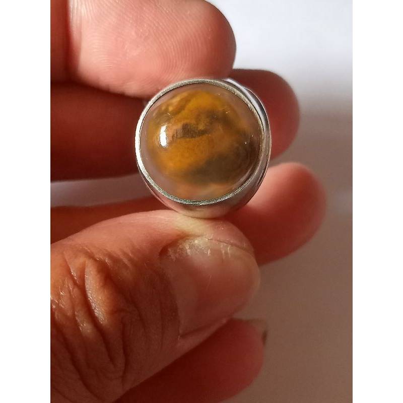 batu akik unik karang tunggal lawasan glowing istimewa .ring perak tebal pesanan